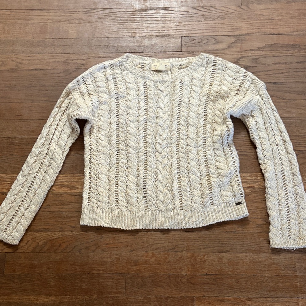 Denim & Supply Ralph Lauren Cream Cable Knit Scoop Neck Sweater